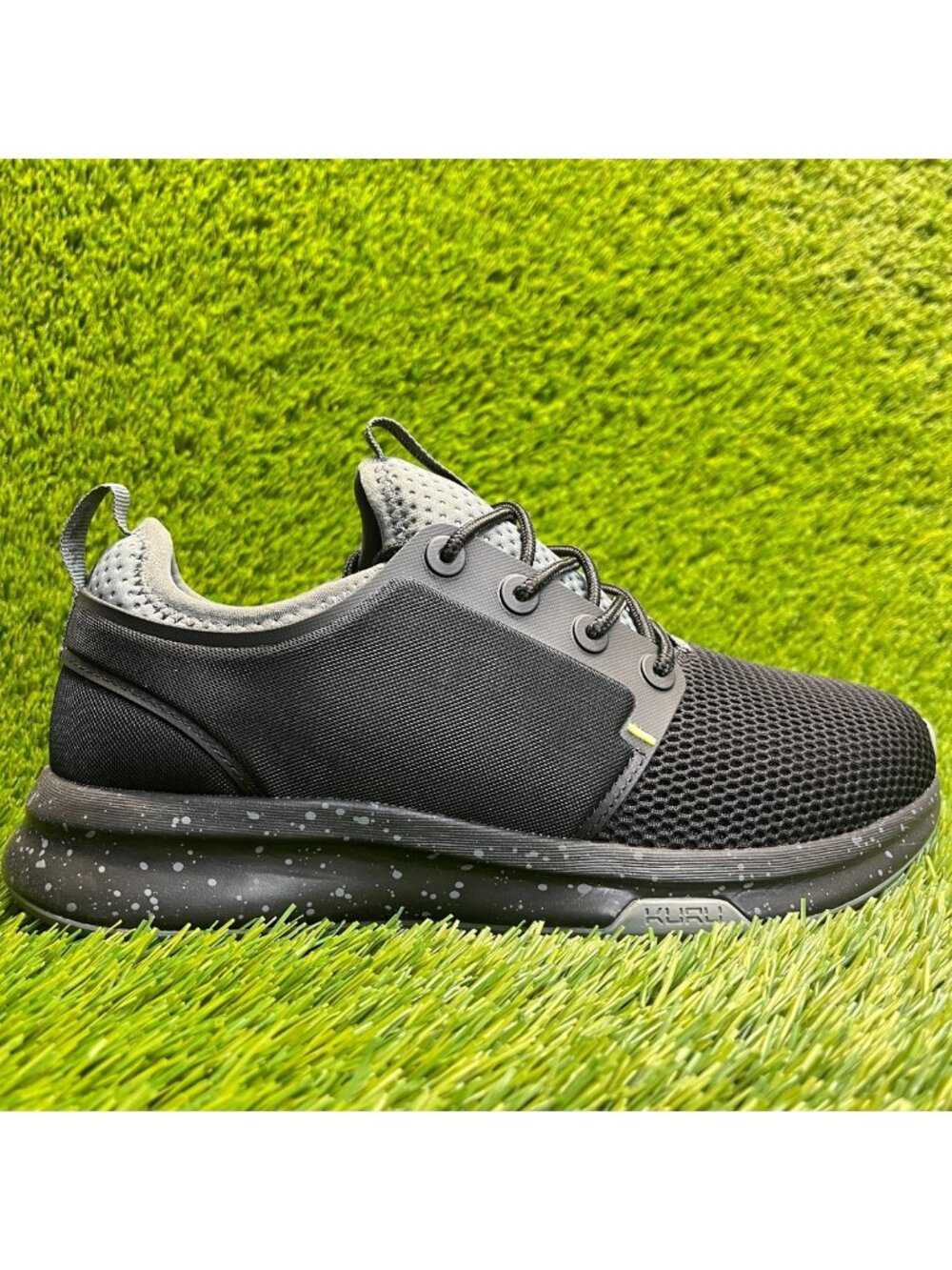 Kuru Atom Mens Size 7E Jet Black Gray Athletic Running Walking Shoes Sneakers